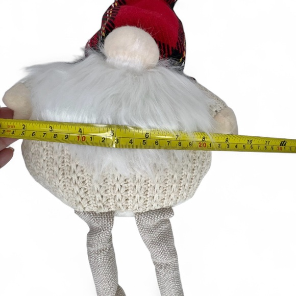 Sleigh Hill Gnome Christmas Holiday Plush, Plaid Hat, White Sweater 22”x10” - Picture 8 of 8